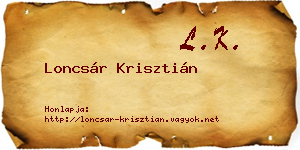 Loncsár Krisztián névjegykártya